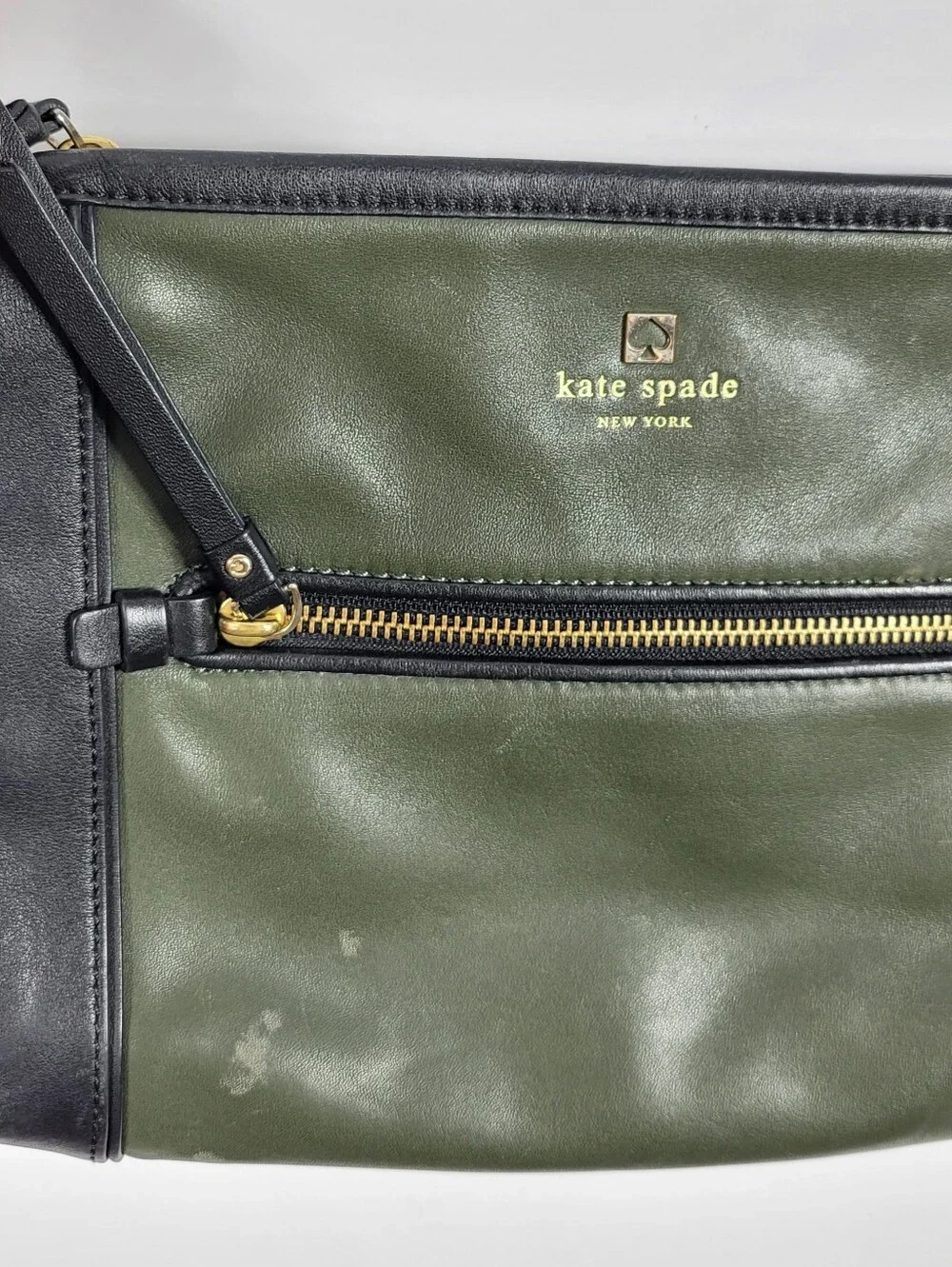 kate spade Olive Green and Black Leather Crossbody Bag #845